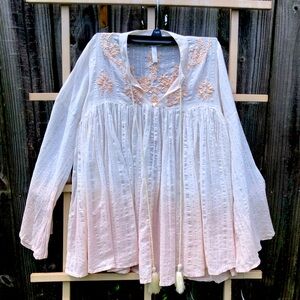 NEW Bubys Cotton White/Cream Embroidered lace top Blouse S